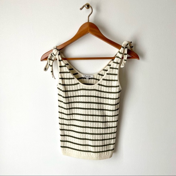 MADEWELL Green And Cream Striped Tie Tank Top XS - Picture 1 of 10